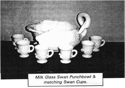 Milk Glass Swan punch set